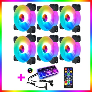 Coolmoon PC Chassis Fan AURA SYNC ARGB Support Adjust RGB Cooling Fan 120mm Quiet Control Computer Cooling 6 Kit RGB Case Fans