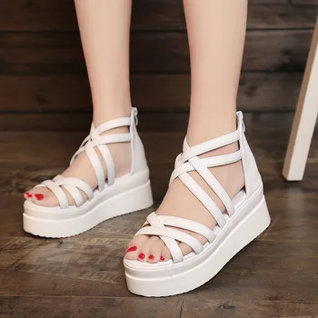 обувки Дамски сандали на високи токчета за Дамски сандали плоски ежедневни обувки летни сандали жени 2019 летни обувки истинска платформа