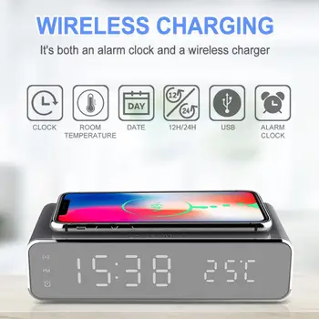 2020 нов електрически будилник с led телефон безжично зарядно устройство Desktop X4 Digital зарядни устройства за мобилни телефони