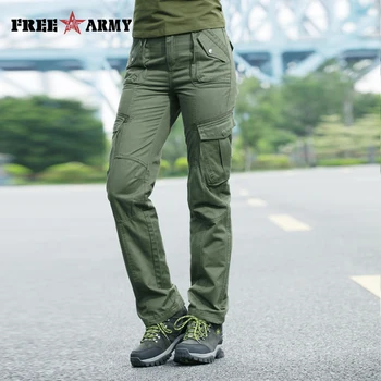 FreeArmy Марка есен панталони за жени армейските панталони военни спортни панталони джобове на панталони-карго прави панталони Дамски дрехи