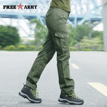 FreeArmy Марка есен панталони за жени армейските панталони военни спортни панталони джобове на панталони-карго прави панталони Дамски дрехи