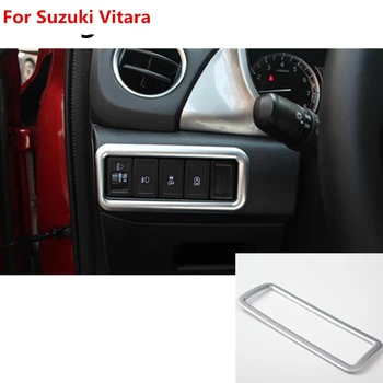 Високо качество за Suzuki Vitara 2016 2017 car детектор stick стайлинг ABS Chrome front head fog light switch trim frame лампа 1бр