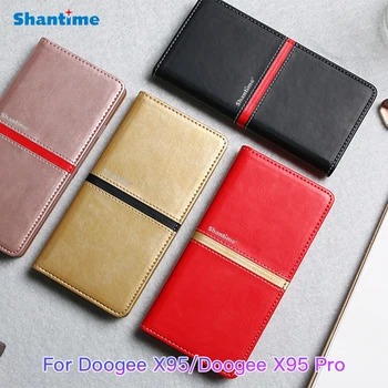 Изкуствена кожа портфейла телефон чанта за носене за Doogee X95 мода флип калъф за Doogee X95 Pro бизнес чанта за носене мека силиконова делото