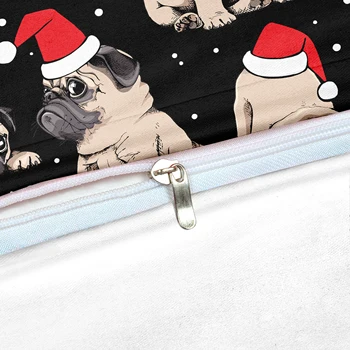 Коледен Мопс пухени набор от сладък модел на кучето комплект постелки 3-те части за деца комплект постелки черен домашен текстил за момче момичета