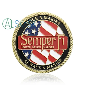 1/3/5/10шт U. S. Marine Corps Challenge Coins Semper Fidelis Once a Marine Always a Marine Honor Courage Commitment USMC Coin