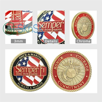 1/3/5/10шт U. S. Marine Corps Challenge Coins Semper Fidelis Once a Marine Always a Marine Honor Courage Commitment USMC Coin