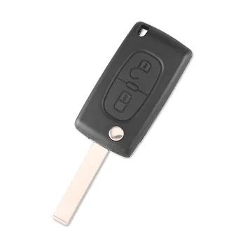 KEYYOU Ce0523 флип 2 бутона на дистанционното на ключа на автомобила за Peugeot 207 307 407 807 за Citroen 433MHZ PCF7941 ID46 чип с HU83 нож