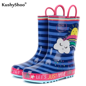 KushyShoo бебешки дъжд ботуши открит водоустойчив Слънчев Дъгата дъжд ботуши Детски водни ботуши бебе момиче ботуши, обувки за деца