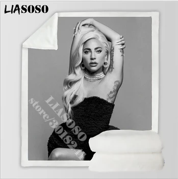 Лейди Гага одеяло LIASOSO мода 3D печат певицата тийнейджъри пътуване руно одеяло на дивана топло хвърли плюшени одеяло сняг мек лист B190-07