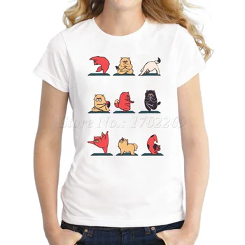 Най-новият дизайн на модни Дамски тениска померан/котка /сот/слон/английски булдог/Мопс с къс ръкав ежедневни блузи