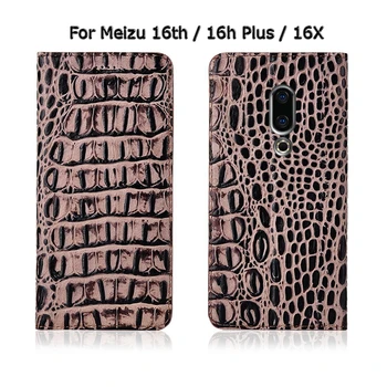 3D Крокодил естествена кожа калъф за Meizu 15 16X 16 X 16th Plus Lite stand Case флип магнитен калъф за телефон чанта SN01