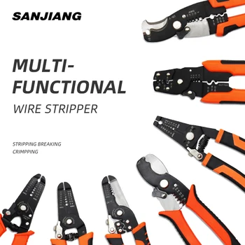 Инструмент за източване на кабели CR-V Multitool Alicate De Crimpar Кабел Stripping Tool изолирано дръжка точност нож клещи, ръчни инструменти