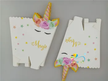 12 бр./лот Rainbow Unicorn пуканки кутия за Сватба парти калъф подарък кутия децата полза на рожден ден на Baby Shower украса за доставка