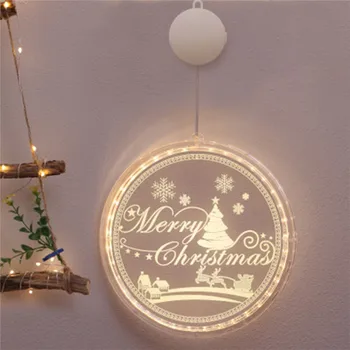 3D цветен led приказна светлина на Коледа новост окачен светлина за вътрешните прозорци топъл бял Коледен орнамент Party Bar Decor
