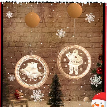 3D цветен led приказна светлина на Коледа новост окачен светлина за вътрешните прозорци топъл бял Коледен орнамент Party Bar Decor