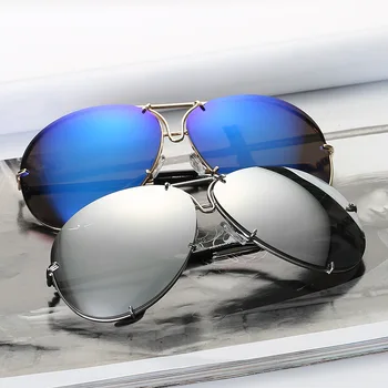 Черно пилот големи слънчеви очила мъжете лятото на сребърно огледало слънчеви очила метал луксозен марка очила нюанси за жени сексуални Oculos