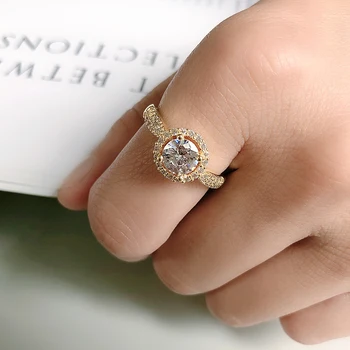 Кинель 18K злато Циркон бижута годежен пръстен, огърлица, обеци за младоженци бижута сватба на Деня на свети Валентин подаръци за жени