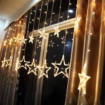 Коледна украса за дома Star Curtain Outdoor Lights Led String New Year Home Decor Декор Christma Ornaments украса