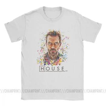 Къща MD хапчета смешни тениски мъжки Хю Лори с къс ръкав потник графичен печатни тениска памук O врата тениска плюс размер