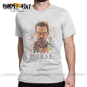 Къща MD хапчета смешни тениски мъжки Хю Лори с къс ръкав потник графичен печатни тениска памук O врата тениска плюс размер