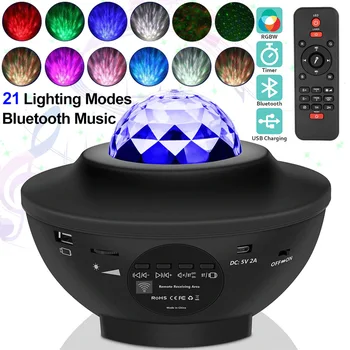 Galaxy проектор музика звездна вълна вода проектор led светлина Bluetooth високоговорител J99Store