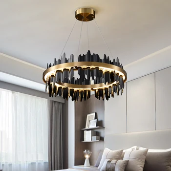 Модерна led полилей за дневна кръгла подвесная лампа луксозно декорация на дома, осветителни тела, трапезария, спалня led осветление