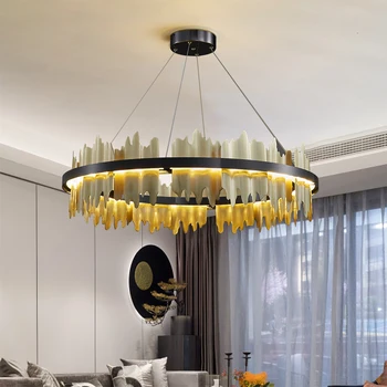Модерна led полилей за дневна кръгла подвесная лампа луксозно декорация на дома, осветителни тела, трапезария, спалня led осветление