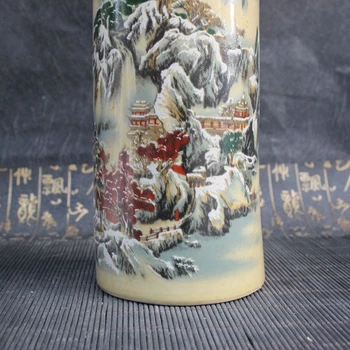 Китайски стар порцелан пастел порцеланова ваза титуляр за пера