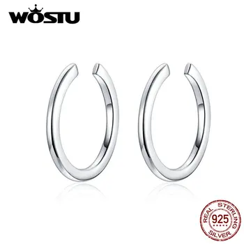 WOSTU Classic Circle Хоп обеци 925 сребро малки обеци за жени сватбена мода минималистични бижута CQE647
