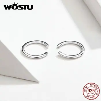 WOSTU Classic Circle Хоп обеци 925 сребро малки обеци за жени сватбена мода минималистични бижута CQE647
