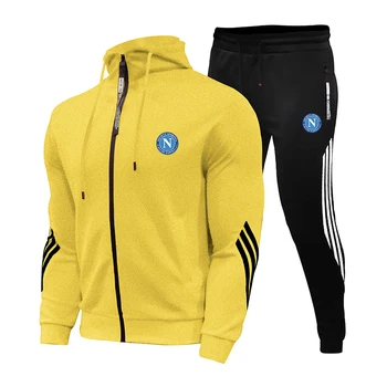 2020 есен зима плюс размер 3XL мъжки шарени спортен костюм с качулка Jogger Running Suit Outdoor Sport Носете фитнес и спортен комплект от 2 части