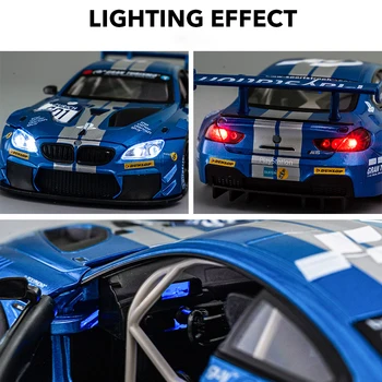 1: 24 М6 GT3 Льо Ман състезателен автомобил безплатно е подвижен високо светлина Спорт състезателен автомобил модел играчки леене под налягане на метални сплави миниатюрно копие