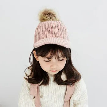 Doit 2020 зимна детска бейзболна шапка от 2 до 6 години на фалшиви подвижни кожени топки възли шапки есенни топли шапки за момичета и момчета