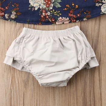 Новородените момичета нередовни жилетка, потник+шорти панталони на цветя 3шт комплект дрехи 0-3T