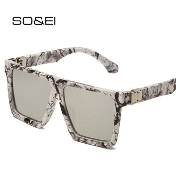 SO&EI Ins популярна мода квадратни слънчеви очила Жени луксозна марка дизайнер наклон огледалото очила мъжки слънчеви очила нюанси UV400