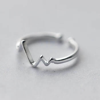 Горещо сърце бие на ринга за момичета истинско сребро 925 проба Любов пръстен жените просто малък размер на пръстен 5-9 регулируема