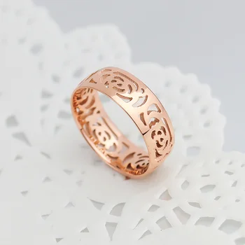18KGP Rose Gold Color Camellia Flower Ring Fashion 316L Titanium Steel Women Jewelry Любовник Gift (GR226)