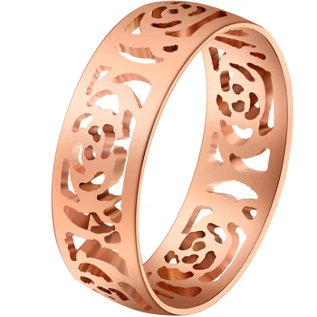 18KGP Rose Gold Color Camellia Flower Ring Fashion 316L Titanium Steel Women Jewelry Любовник Gift (GR226)