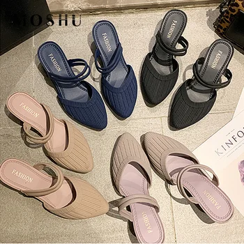 Модни сандали Дамски летни обувки на танкетке Jelly Shoes плажни сандали нескользящие обувки с остър пръсти Sandalias Mujer 2020