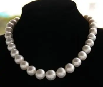 безплатна доставка >>>>>>>>>>благороден jewelr 10-11 мм натурален таити Южно море бели перли колие 45 см 14