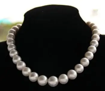 безплатна доставка >>>>>>>>>>благороден jewelr 10-11 мм натурален таити Южно море бели перли колие 45 см 14