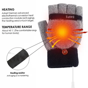 Лаптоп жени USB с топъл ръкавици пълен и половината от палеца зимни топли възли ръкавици за ръце