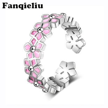 Fanqieliu свободна площ 925 стерлинги сребърни бижута пръстен за жени регулируема реколта цвете бижута дамски открити пръстени, мода 2020 FQL20112