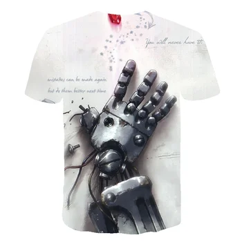 Нови мъжки 3d печат на личността творчески графити тениска забавен механична ръка Aanime Майк летни мъжки О-образно деколте ежедневни блузи