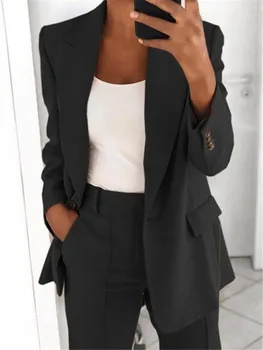 2021 мода есен жената твърди блейзери и якета работа офис Дама костюм тънък една пуговицей бизнес жена блейзър палто костюми