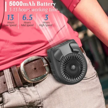 SANQ 5000MAh Battery Operaed Personal Waist Клип преносим колан вентилатор, 3 скорости, Тих, Акумулаторна батерия USB вентилатора за охлаждане на вентилатора