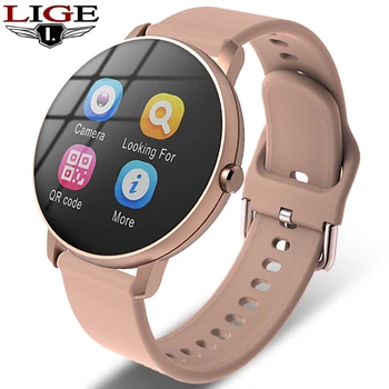 LIGE нов пълен сензорен екран на смарт часовници мъжки сърдечната честота, кръвното налягане, за извикване на функция за напомняне Спорт Smartwatch за Android и IOS + Box