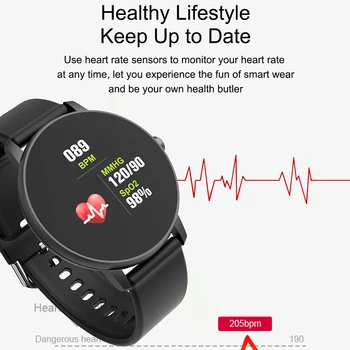 LIGE нов пълен сензорен екран на смарт часовници мъжки сърдечната честота, кръвното налягане, за извикване на функция за напомняне Спорт Smartwatch за Android и IOS + Box