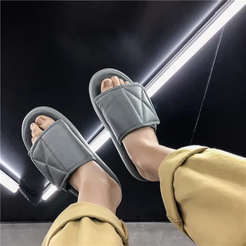Ежедневни Черни Чехли Мъжки Обувки На Платформа, Сандали Удобни Плажни Чехли Мъжки Обувки Sandalias Mujer 2019 Slip-On Плоски Обувки
