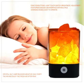 USB солна лампа Crystal Light Natural Himalayan LED Light за пречистване на въздуха създател на настроението закрит топъл светлината на настолна лампа спалня Лавовая лампа